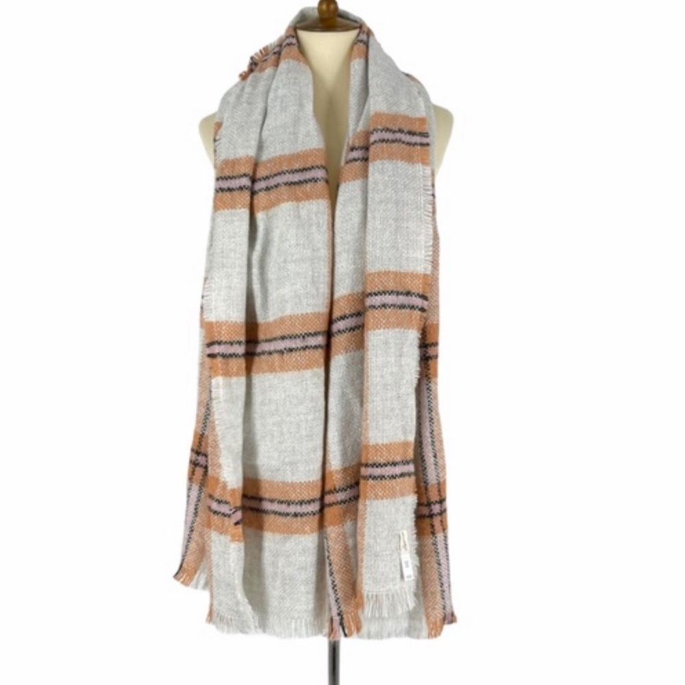 Universal Thread Scarf Wrap Plaid Tan Orange - Picture 3 of 6